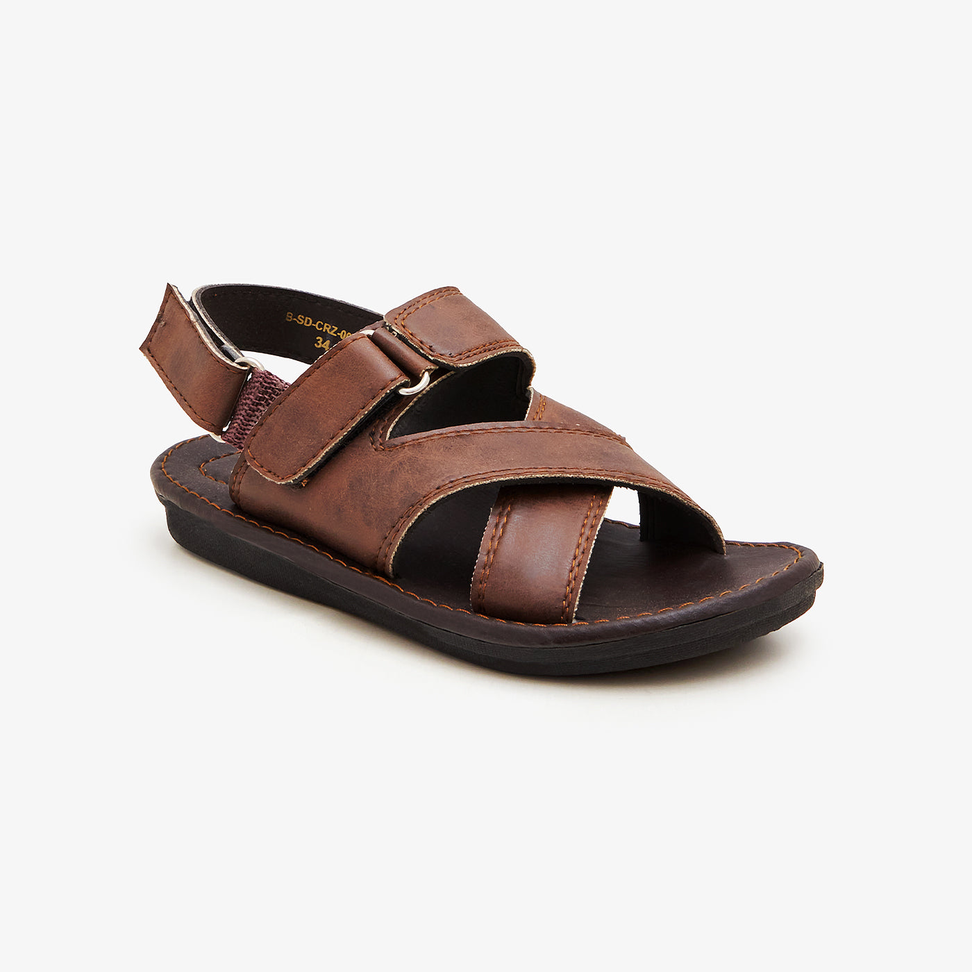 Buy BROWN Boys Criss Cross Sandals – Soloto - Main Image
