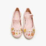 Girls Pumps with Floral Motif