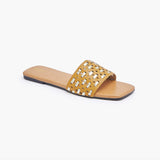 Metallic Square Toe Flats