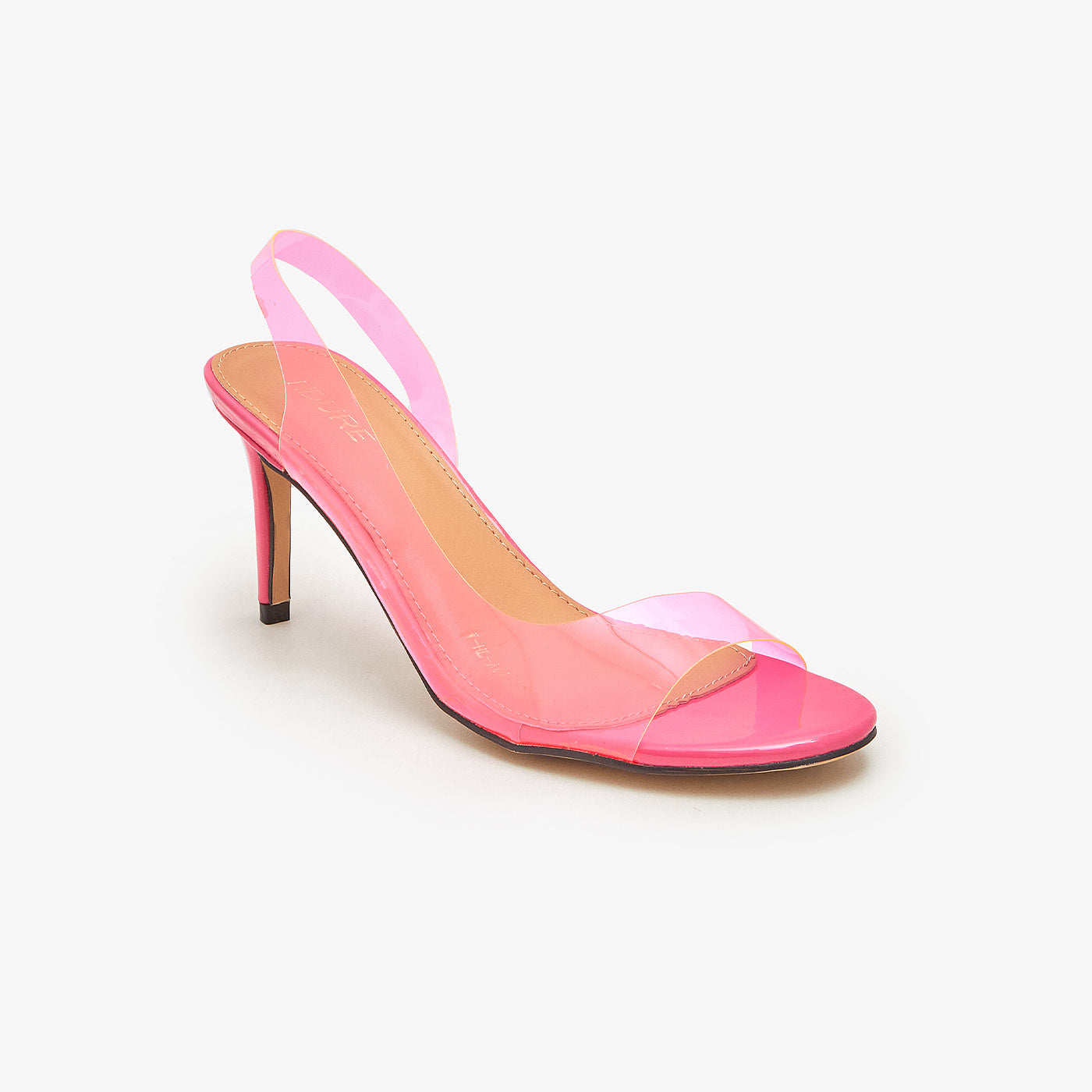 Public Desire Alia neon orange clear detail heeled sandals | ASOS