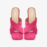 Velvet Cross Strap Heels
