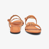 Double Strap Metallic Brooch  Ladies Sandal