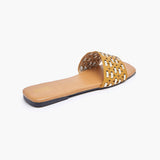 Metallic Square Toe Flats