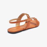 Double Strap Metallic Brooch  Ladies Sandal