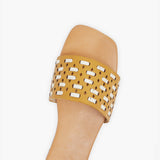Metallic Square Toe Flats